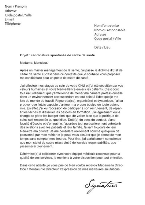 Lettre de motivation candidature spontanée cadre  laboitecv.fr