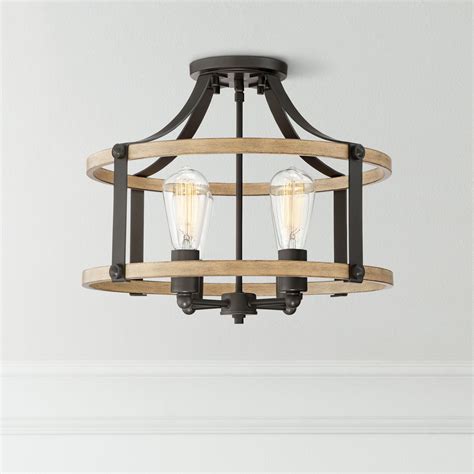 Fixtures Farmhouse Semi Flush Mount Industrial 2 Lights Ceiling Light