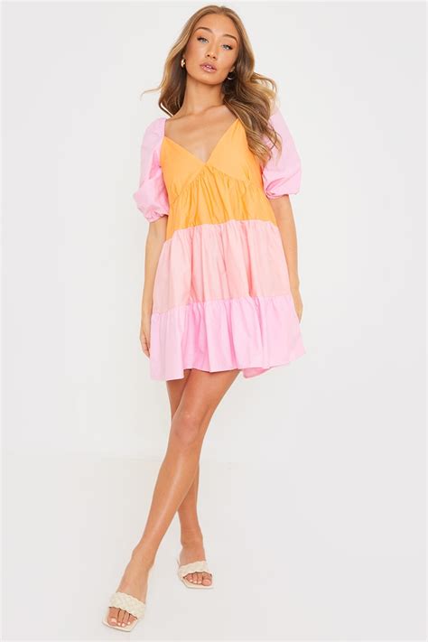 Lisa Jordan Pink Colour Block Smock Dress In The Style Australia