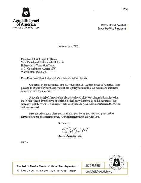 Elements of the formal letter include a proper salutation and closing. Letter to President-Elect Biden _ Vice President-Elect ...