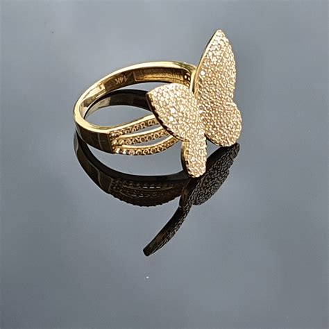 K Solid Gold Butterfly Ring Butterfly Ring Minimalist Real Etsy