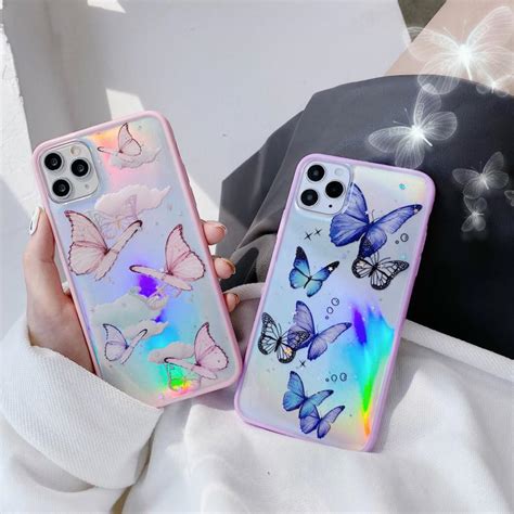 Buy Cute Laser Purple Butterfly Phone Case For Iphone 11 Pro Max Se 2