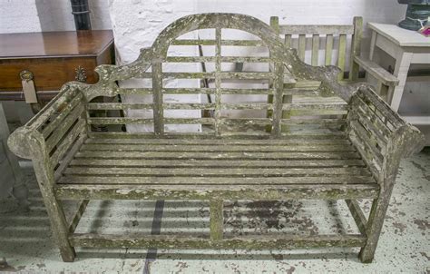 Garden Bench Lutyens Style Weathered Teak Slatted Seat And Arched Back 170cm W