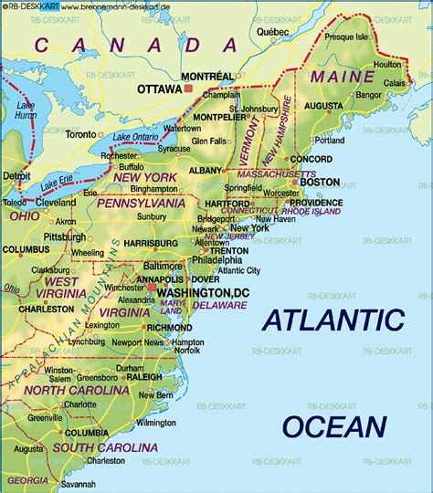 Usa East Coast Map With Cities United States Map