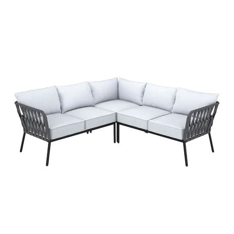 style selections stratford outdoor sectional with gray cushion s and steel frame