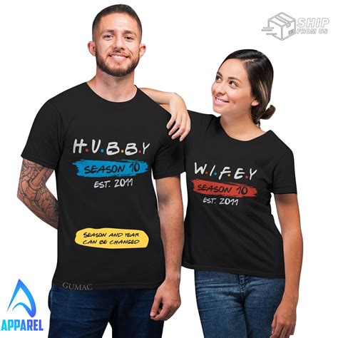 Anniversary Married T Shirts Hubby Wifey Matching Couple Etsy
