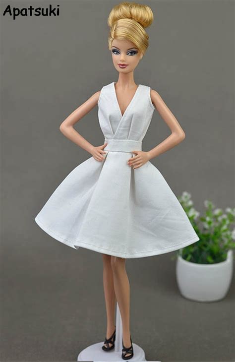 Pure White Elegant Handmade Unique 16 Doll Dress For Barbie Doll Party