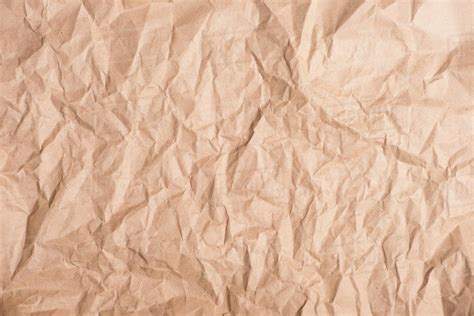 Close Up Top View Of Old Brown Crumpled Paper Texture Stock Photo