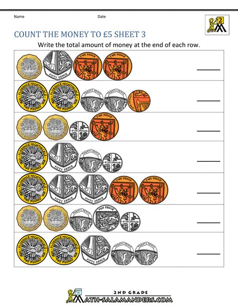 Money Worksheet Generator