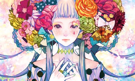 Anime Girl Cute Flower Face Wallpaper 2000x1200 990106