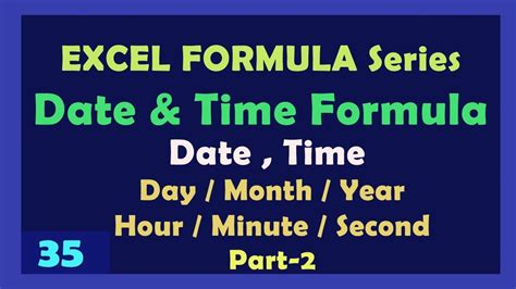 Date And Time Function In Excel Part 2 Excel Formula Pdf Solution