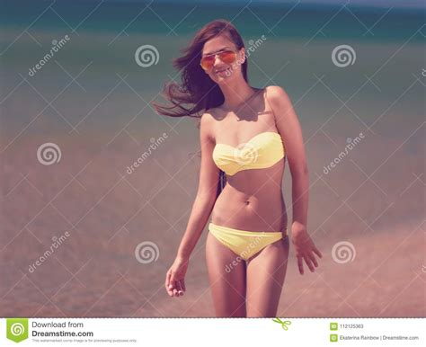 Yellow Bikini Sea Close Up Stock Image Image Of Athletic Exotic