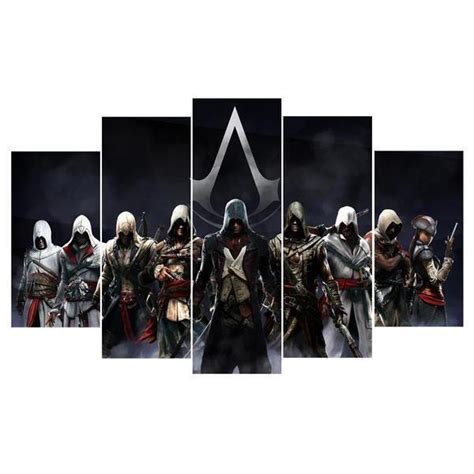 Assassins Creed Characters Inspired Gaming 5 Panel Canvas Art Wall