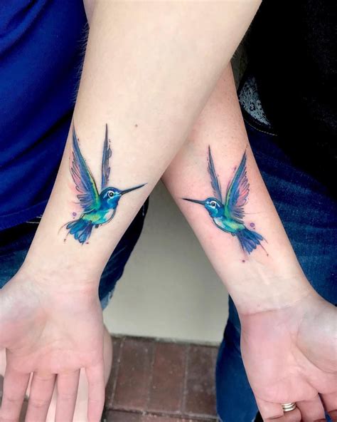 Watercolor Matching Hummingbirds Tattoo © Tattoo Artist Gina Fote 💗🐤💗🐤💗