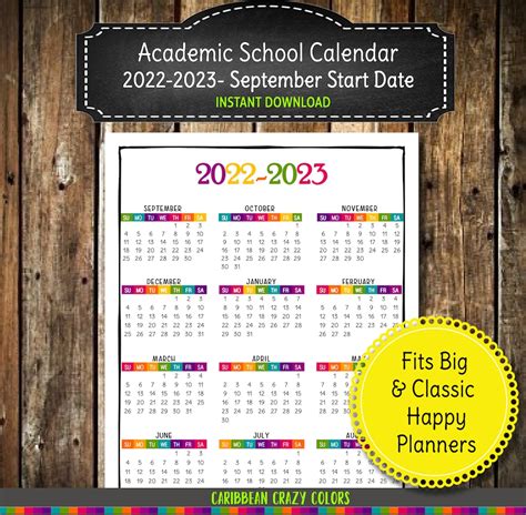 Printable School Year Calendar At A Glance 2022 2023 Wall Calendar