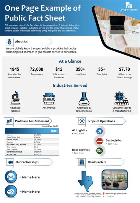 Top 10 One Page Company Fact Sheet Templates The Slideteam Blog