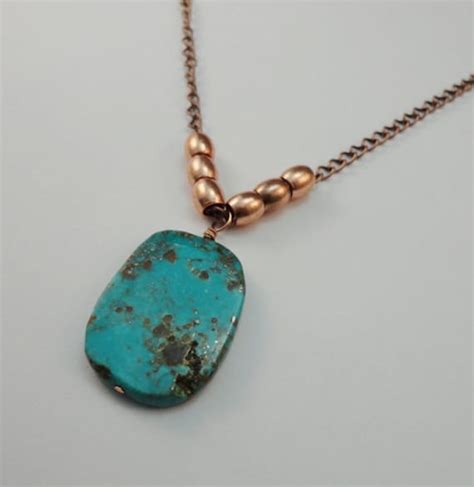 Turquoise Copper Necklace By Saltystarfish On Etsy