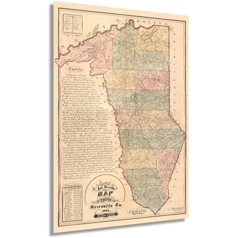Historix 1882 Map Of Greenville County South Carolina 24 X 36 Inch