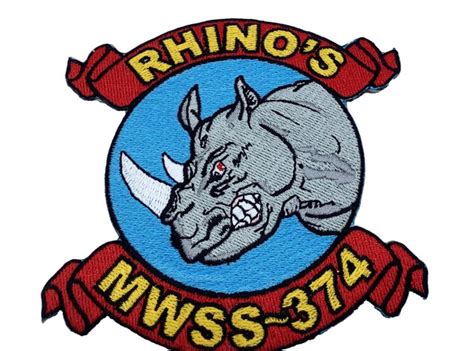 Mwss 374 Rhinos Patch Plastic Backing Squadron Nostalgia