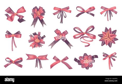 Collection Of Vector Illustrations Of Various Bows And Ribbons