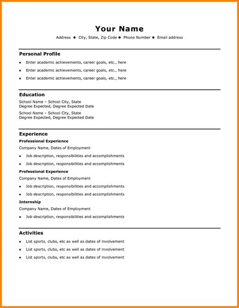 Simple Resume Format Download In Ms Word For Job Simple Resume Format