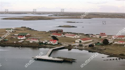 Aerial View Darwin Settlement Falkland Islands Editorial Stock Photo