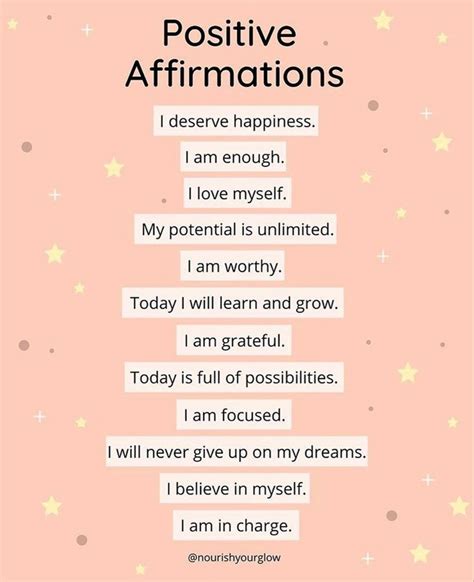 Positive Thoughts And Affirmations List