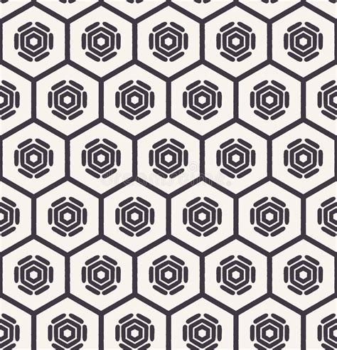 Vector Seamless Pattern Hexagon Grid Texture Black And White