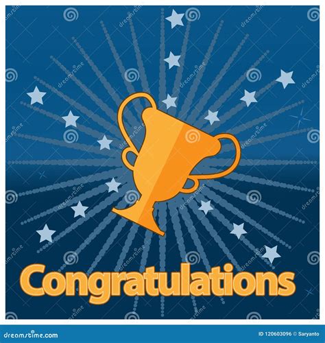 Congratulations With Trophy On The Flat Background Flat Vector