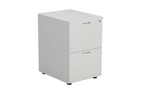 This file cabinet has a simple design that helps you keep your files organized. White 2 Drawer Filing Cabinet - Lockable - Kestral