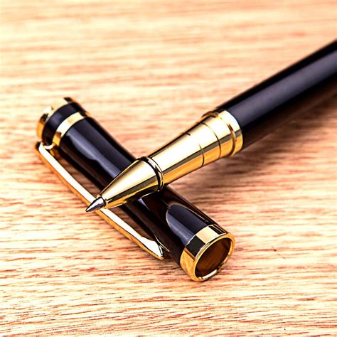 100pcslot High Quality Luxury Full Metal Ballpoint Pen Black Ink Gel