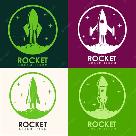 Premium Vector Emblems With Rocket Launch Design Elements For Logo