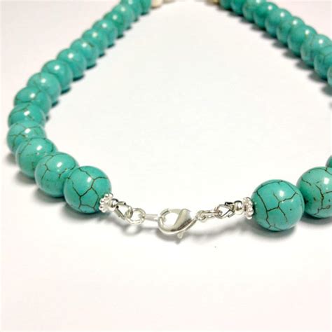 Turquoise Pearl Necklace Turquoise Jewelry Gemstone Etsy