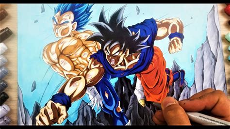 Drawing Goku Ultra Instinct Punching Vegeta Blue Evolution
