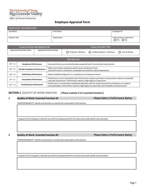 Printable Free Employee Appraisal Forms In Pdf Excel Ms Word Employee Appraisal Form Template