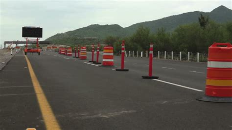 Traffic Diversion Detour On A Highway Due To Roadwork Stock Footage