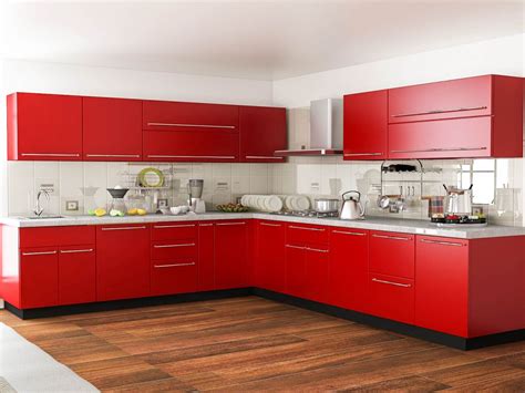 Awesome Modular Kitchen Design Red And