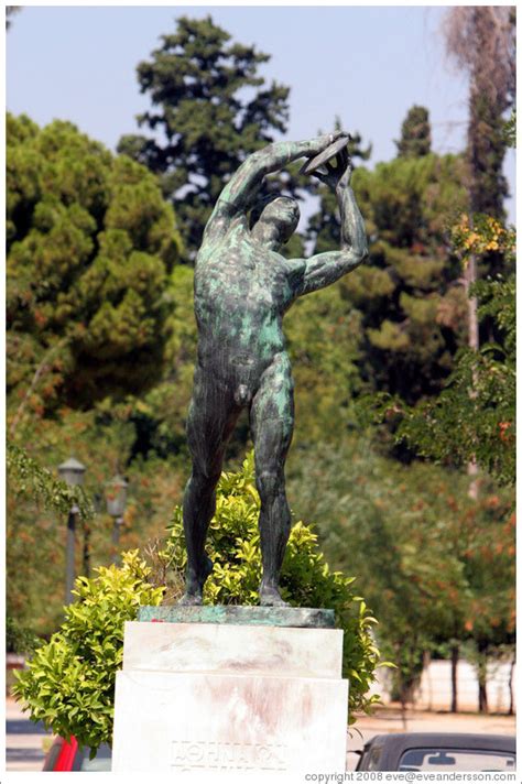 The games embraced long jump, wrestling, boxing, running, a pentathlon, discus throw, pankration and equestrian events (ancient olympic games). Statue of a discus thrower near the Panathinaiko ...