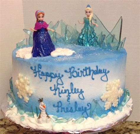 10 Inch Round Frozen Themed Cake With Crystal Ice Candy Frozen