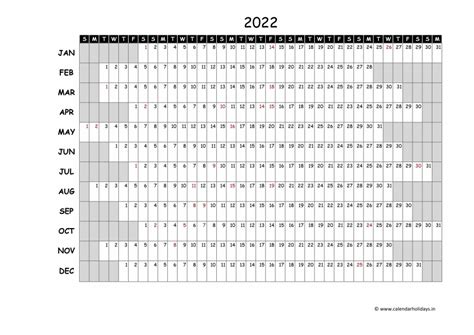 2022 Yearly Template Uk