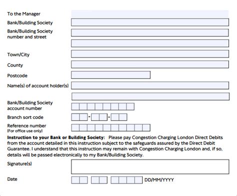 direct debit forms   sample templates
