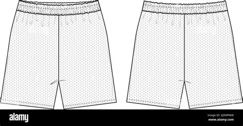 Mesh Shorts Flat Technical Drawing Illustration Blank Streetwear Mock