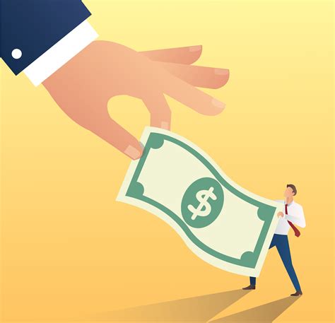 Big Hand Hold Dollar Icon With Businessman Cheat Money Vector Illustration Vector Art At