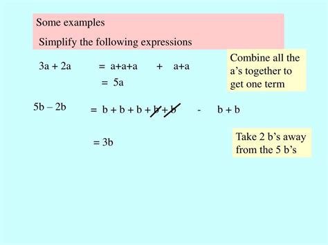 Ppt Simplifying Algebraic Expressions Powerpoint Presentation Free