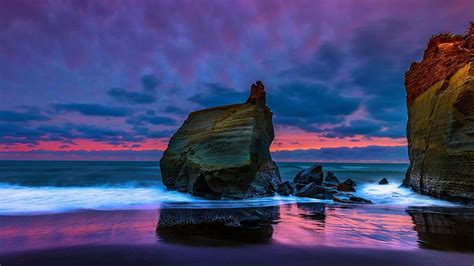 Waipipi Beach New Zealand Beach Rocks Stones Ocean Nature