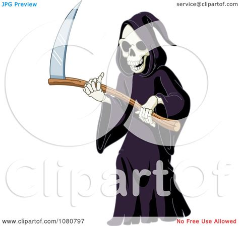 Clipart Laughing Grim Reaper Holding A Scythe Royalty Free Vector