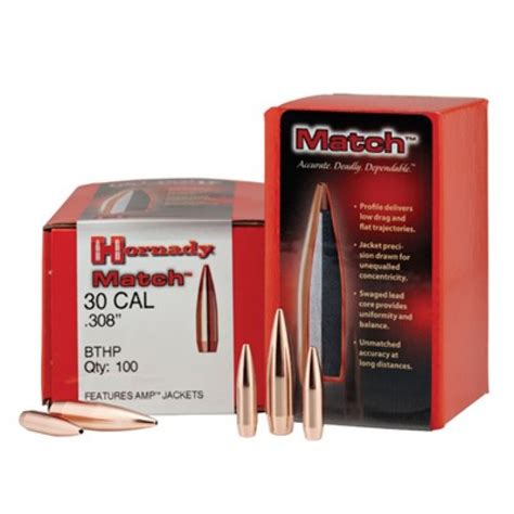 Hornady Match Bullets 30 Cal 308 208gr Bthp 100bx Reloading Unlimited
