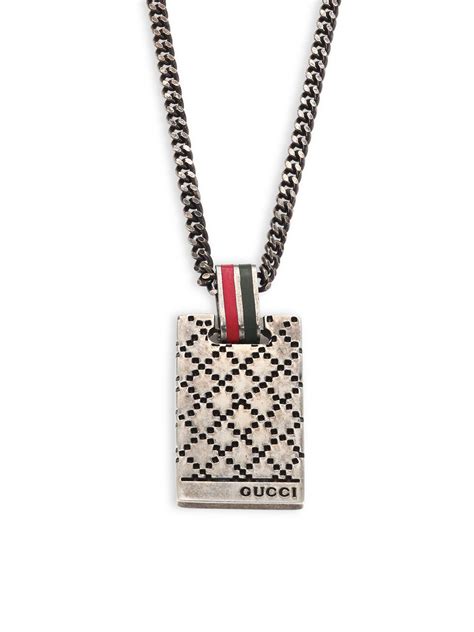 Gucci Dtissima Silver Pendant Necklace In Metallic For Men Lyst