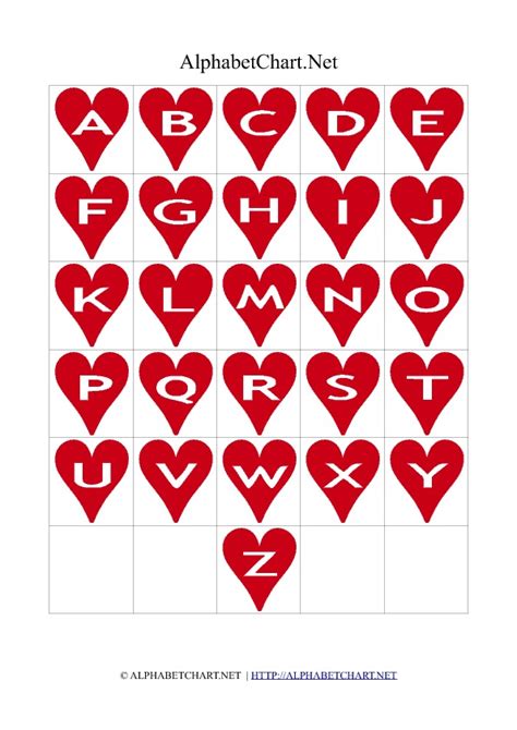 Heart Shaped Alphabet Letter Charts Alphabet Chart Net