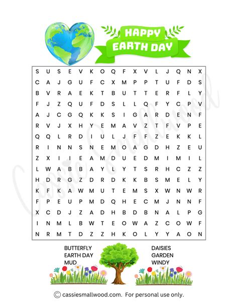 Fun Earth Day Word Search Worksheets Free Printable Cassie Smallwood